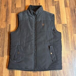 Coleman Puffer Vest Jacket Full Zip Sherpa Lined Pockets Outdoor Gray Mens Large